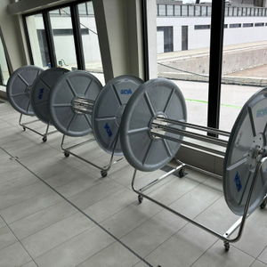 CHARIOT ENROULEUR POUR LIGNES DE NAGE GRAND MODÈLE FLASQUES GRISES