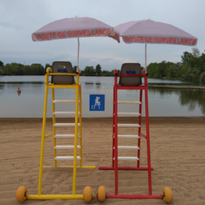CHAISE DE SURVEILLANCE ROUES PLAGE INOX PEINT